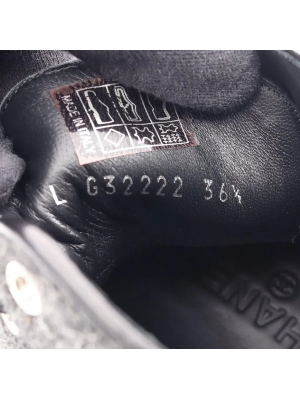 Chanel Sneakers CC Logo Fabric Leather CC Tweed High